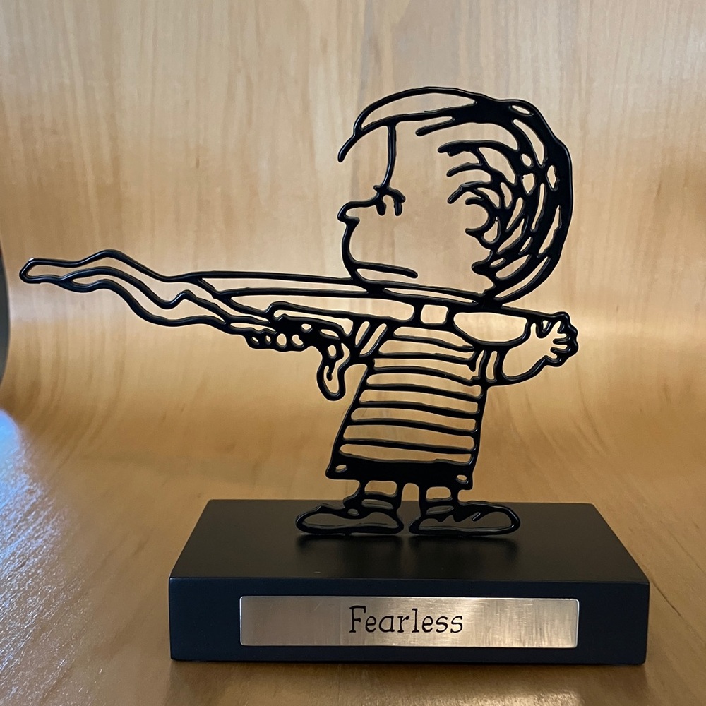 Hallmark Peanuts "Fearless" Metal Art Sculpture with Linus popping his blanket